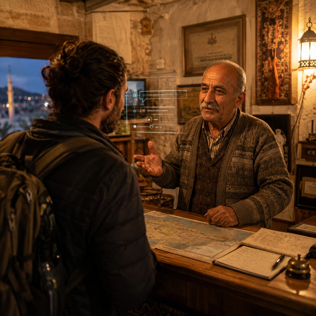 AI-powered travel personalization with real-time translation at a multilingual hotel reception